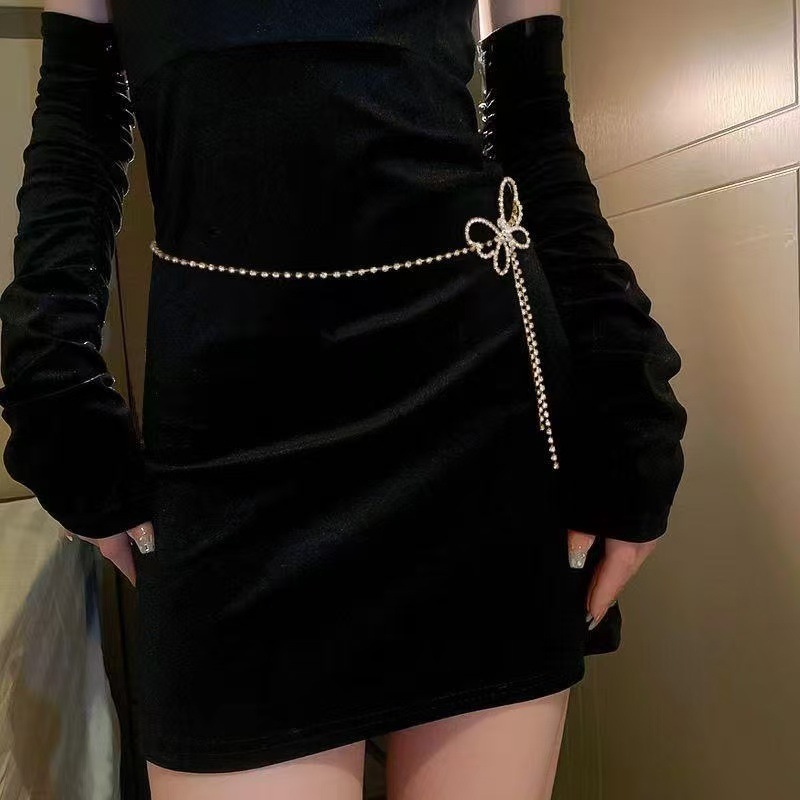 Crystal Bow Lariat Chain