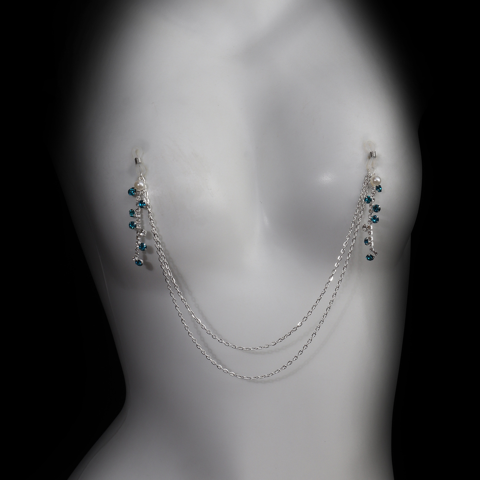 Teal Crystal Tiered Torso Chain