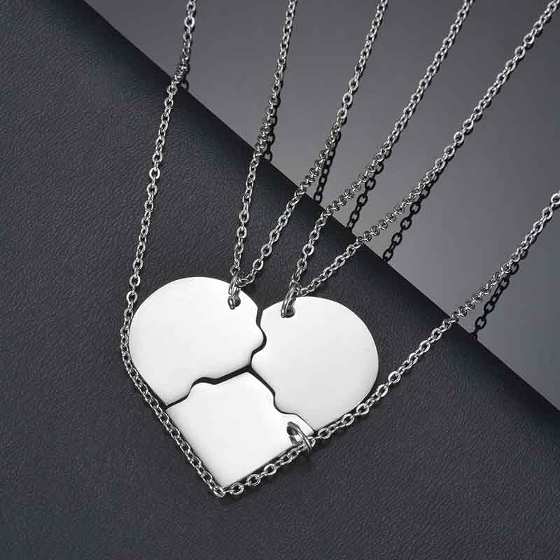 Heart Engraved Puzzle Pendant Necklace-Thyye