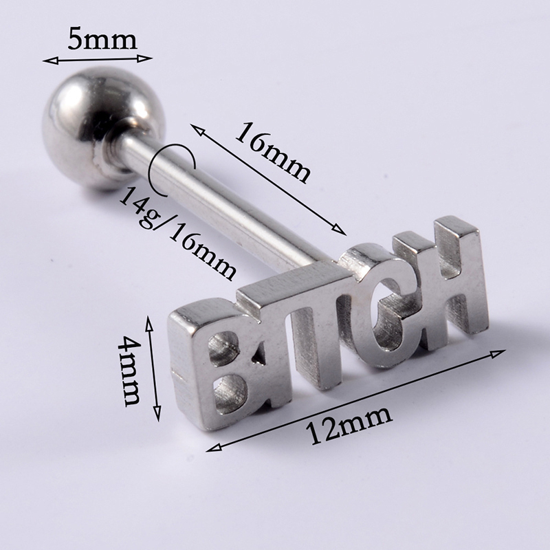 Letter Ring Tongue Stud-Thyye