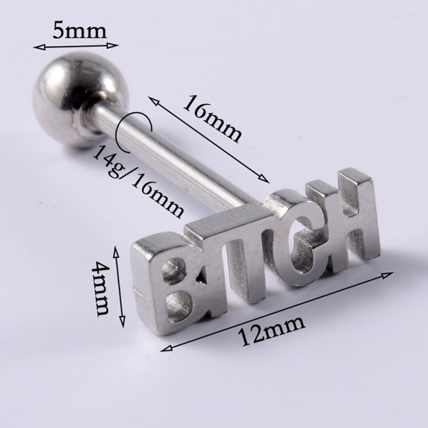 Letter Ring Tongue Stud-Thyye