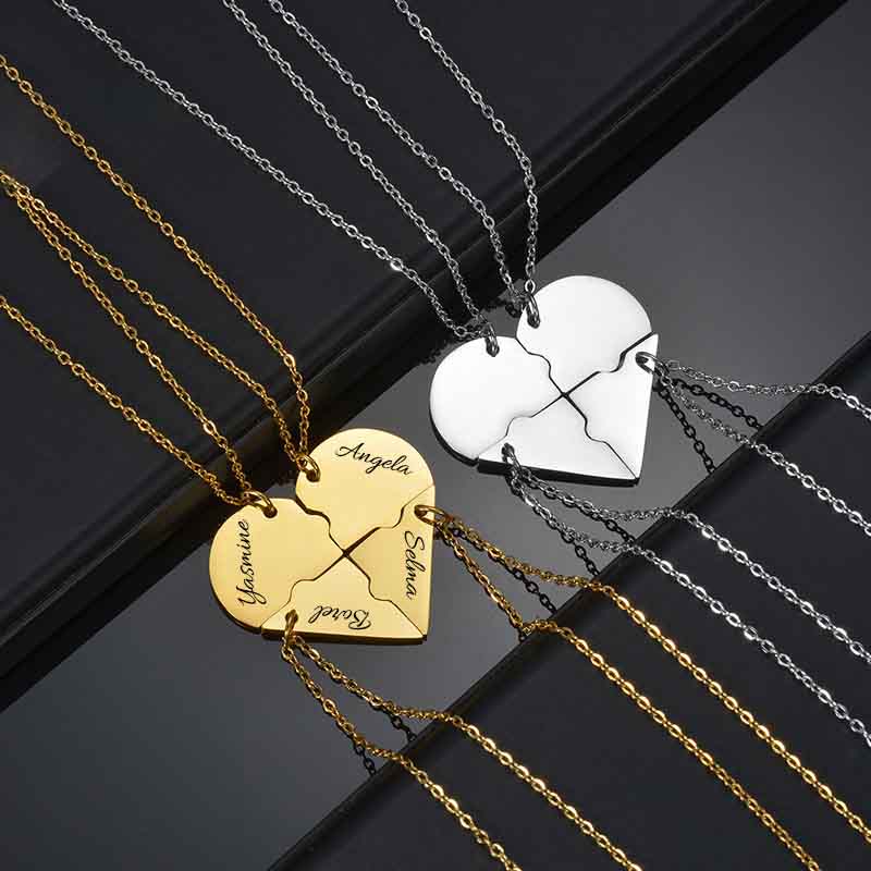 Heart Engraved Puzzle Pendant Necklace-Thyye