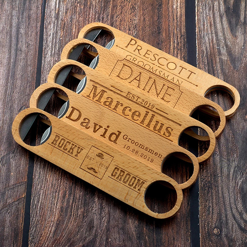 Stainless steel beer bottle opener with wooden handle-Thyye
