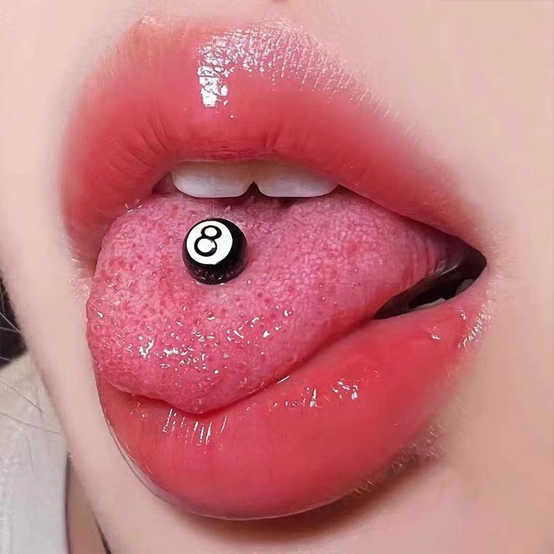 Black 8 Billiards Titanium Steel Tongue Studs-Thyye
