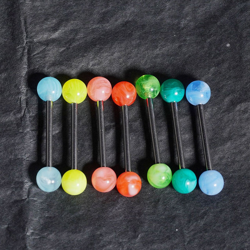 Acrylic tongue studs two-color ball tongue decoration-Thyye