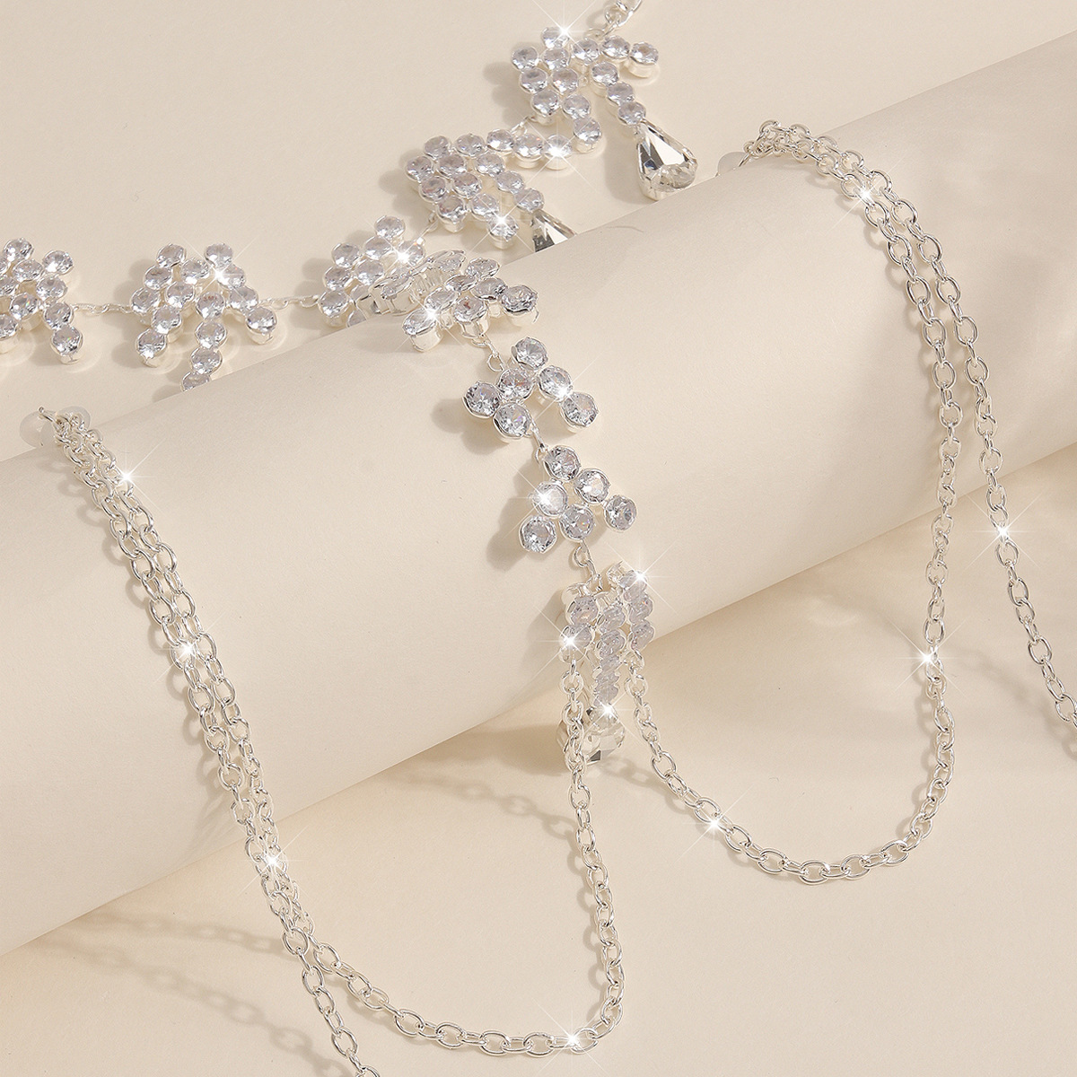 Silver Blossom Drop Torso Chain