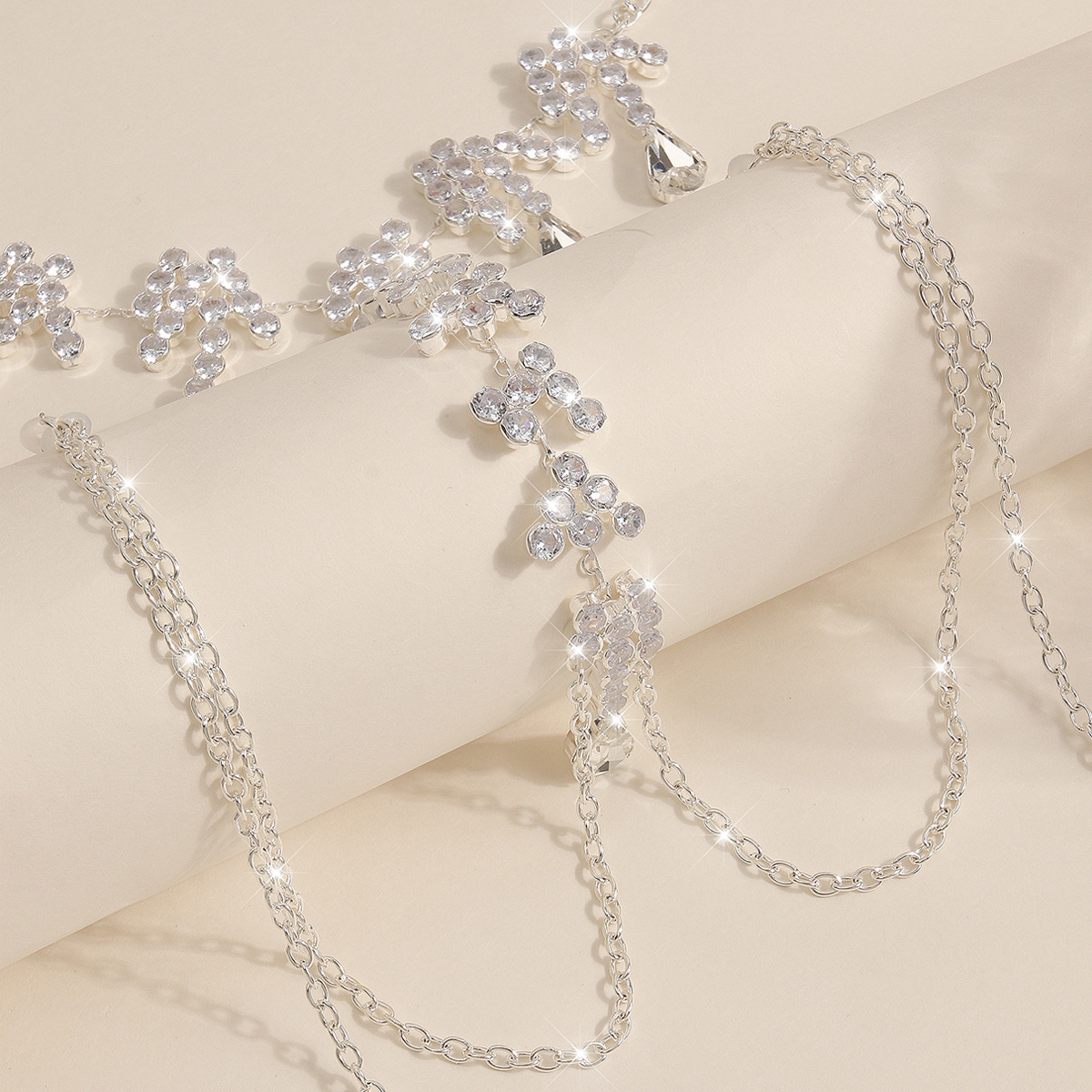 Silver Blossom Drop Torso Chain