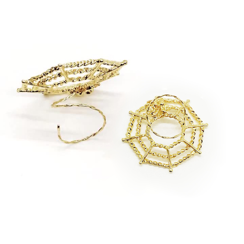 Spider web spring wire non-piercing nipple ring-Thyye