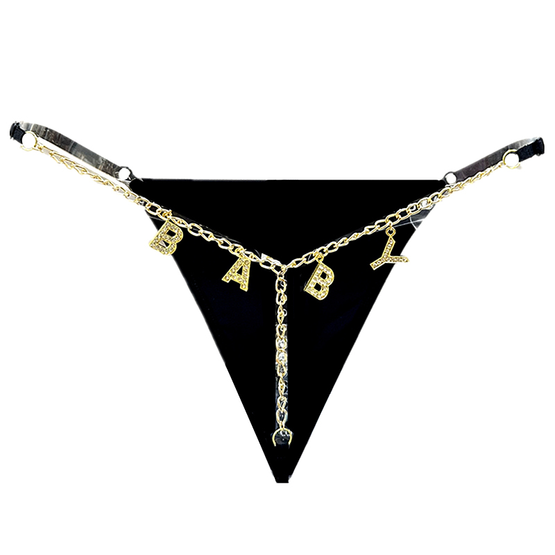 Rhinestone Letter Pendant Briefs-Thyye