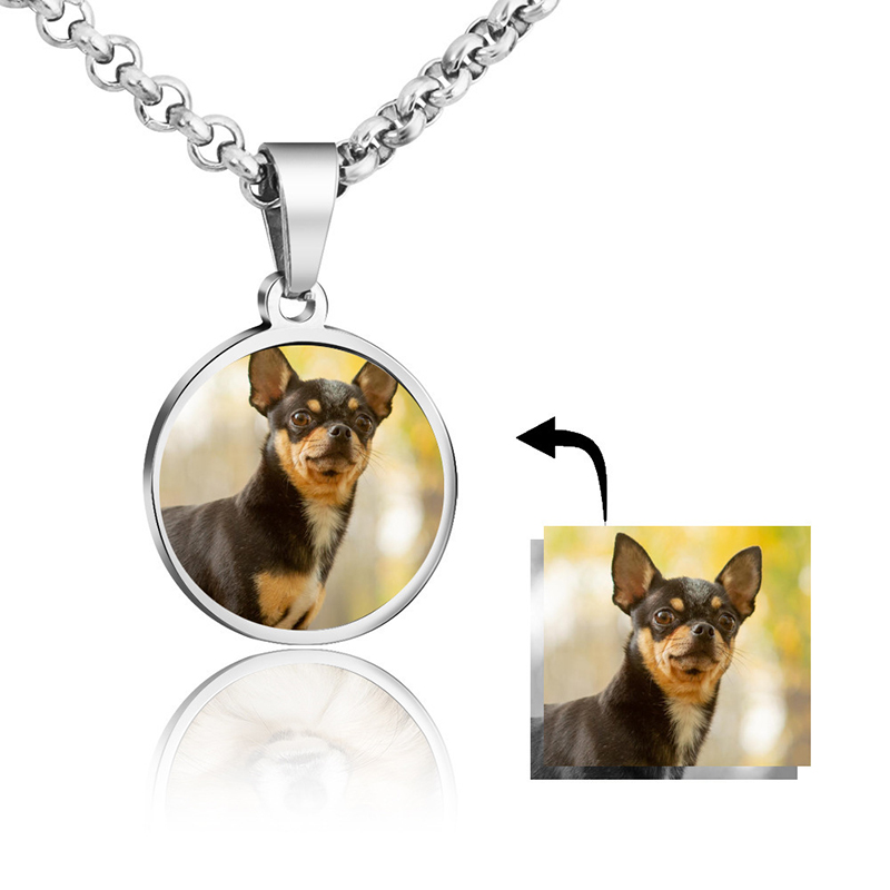 Stainless Steel Personalized DIY Color Printed Photo Necklace-Thyye