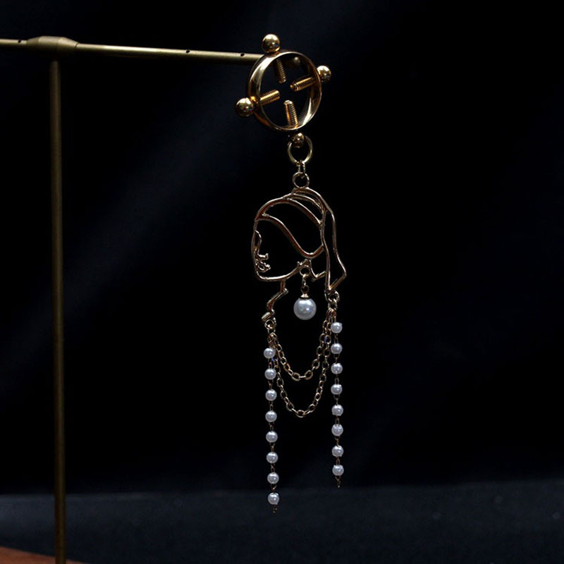 Gold tassel oil painting girl nipple ring nipple clamp-Thyye
