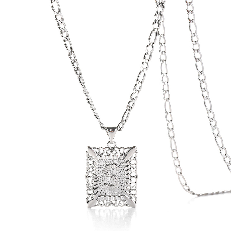 Customized Initial Square Pendant Necklace-Thyye