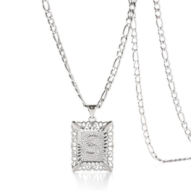 Customized Initial Square Pendant Necklace-Thyye