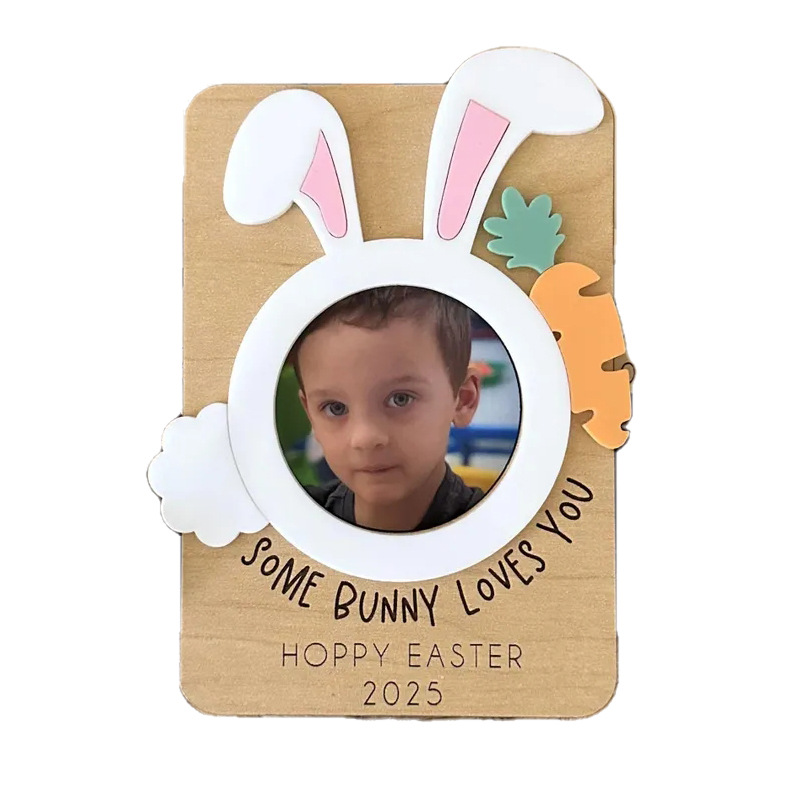 Easter Wood Photo Frame Bunny Fridge Magnet-Thyye