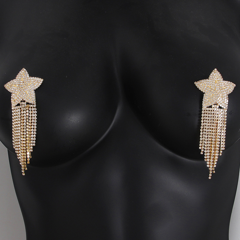 Rhinestone Five-pointed Star Nipple Sticker-Thyye