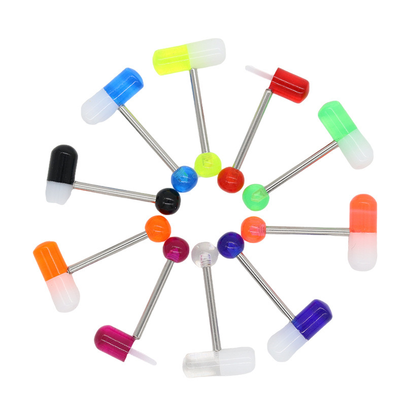 Color capsule tongue studs-Thyye