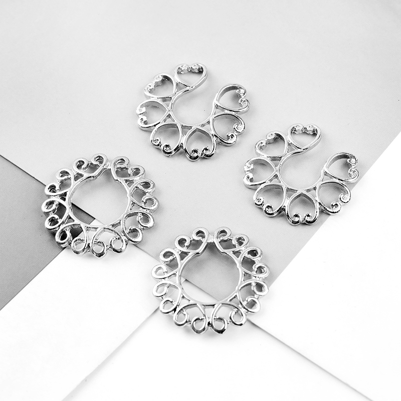 Flower-shaped peacock screen nipple ring-Thyye