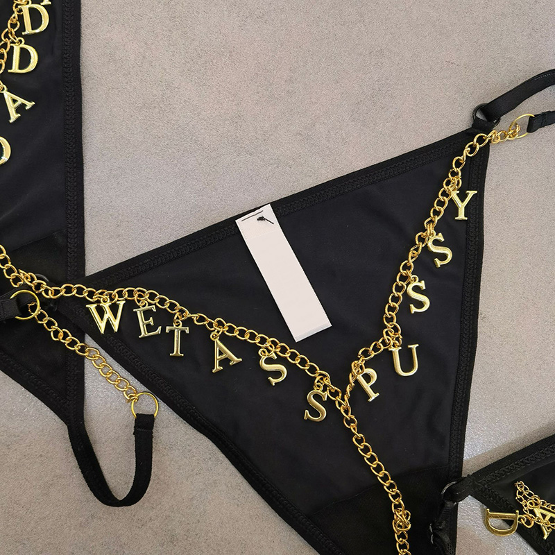 Sexy rhinestone lettering briefs-Thyye