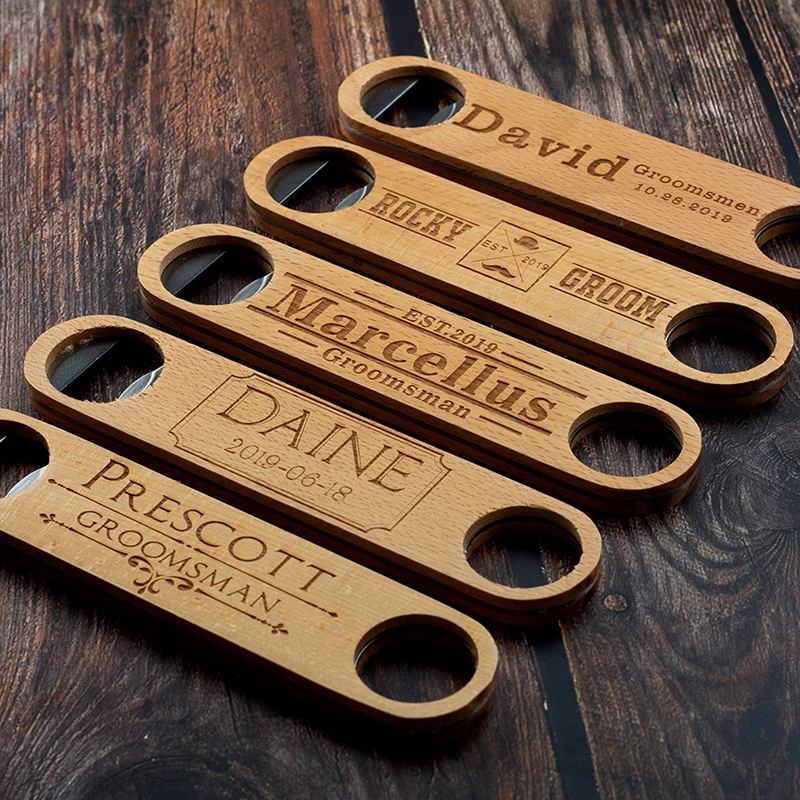 Stainless steel beer bottle opener with wooden handle-Thyye