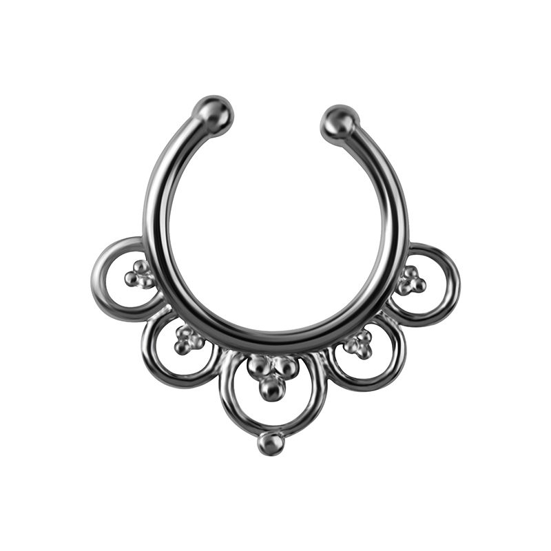 Oval hollow flower shaped false nipple ring-Thyye