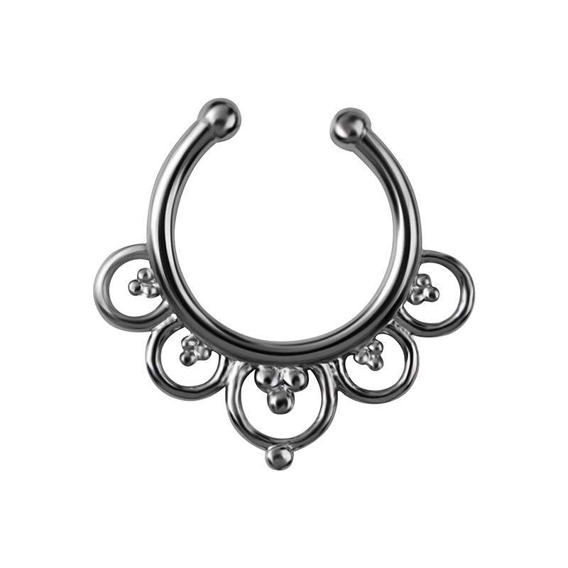 Oval hollow flower shaped false nipple ring-Thyye