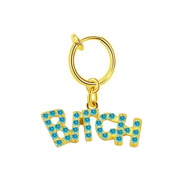 Shining diamond letter navel ring without hole-Thyye