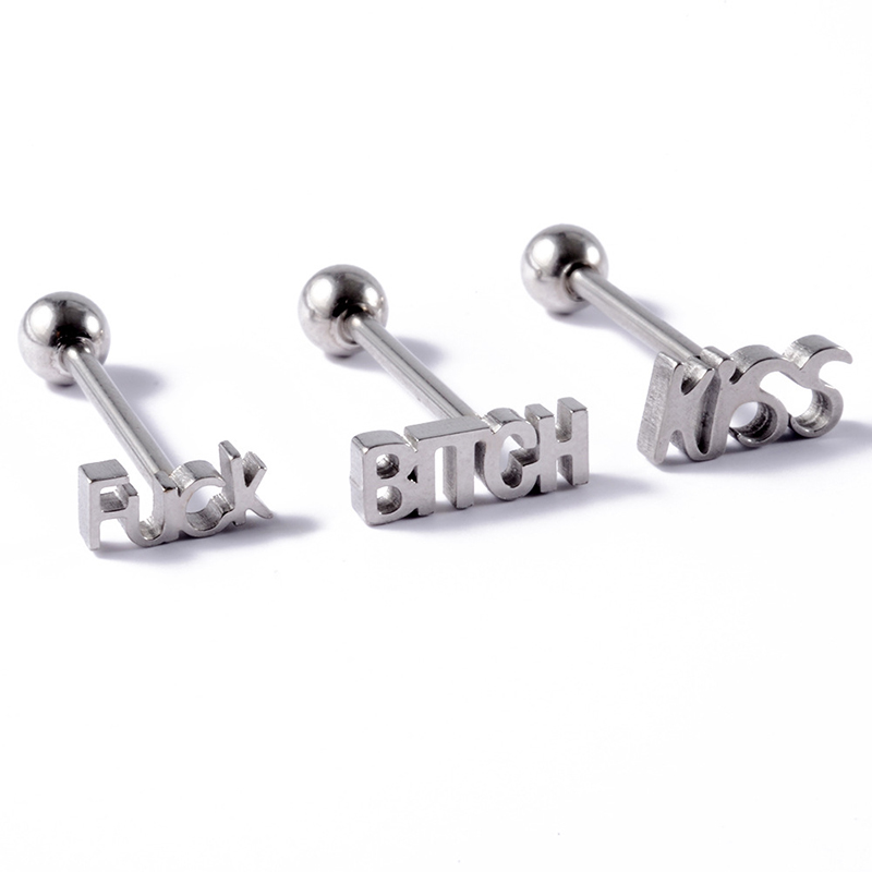 Letter Ring Tongue Stud-Thyye