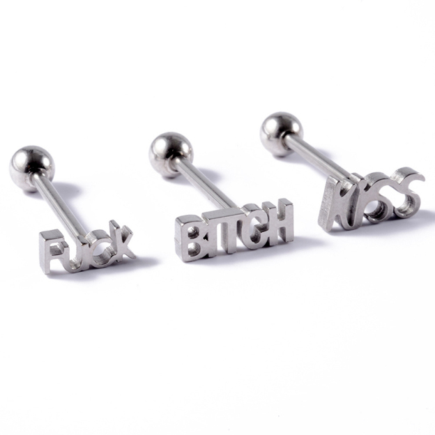 Letter Ring Tongue Stud-Thyye
