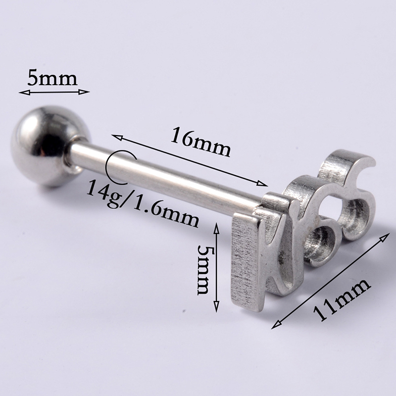 Letter Ring Tongue Stud-Thyye