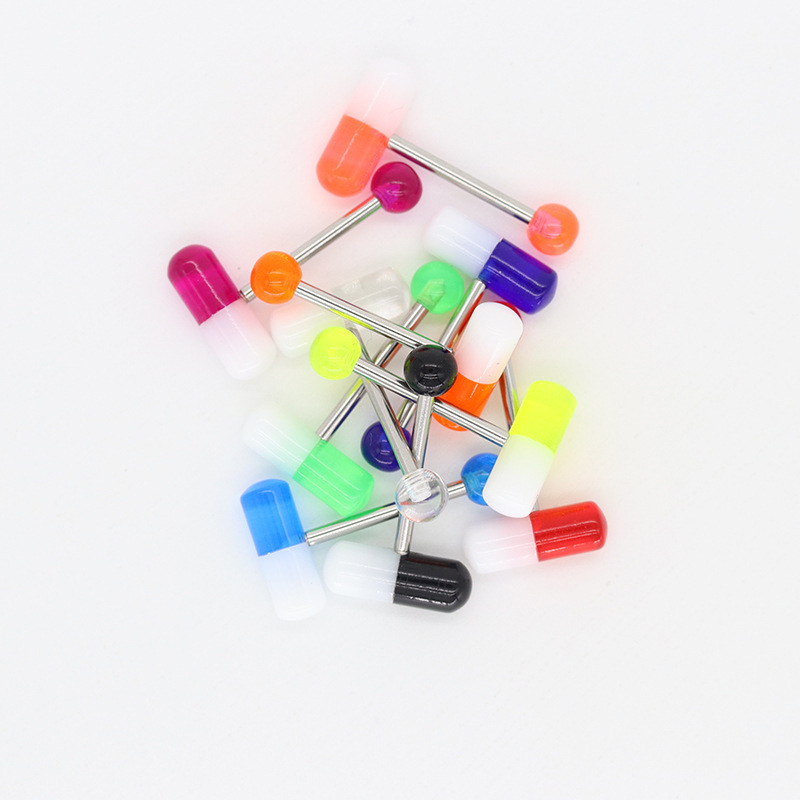 Color capsule tongue studs-Thyye