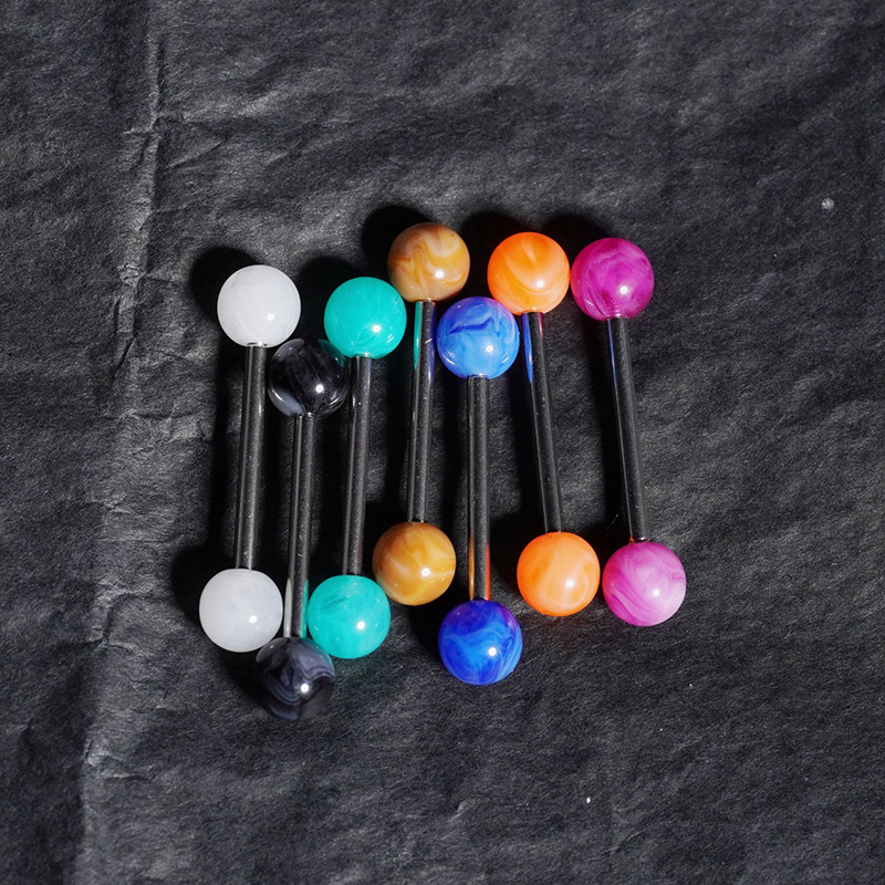 Acrylic tongue studs two-color ball tongue decoration-Thyye