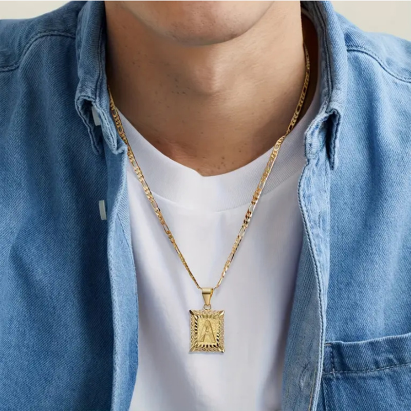 Customized Initial Square Pendant Necklace-Thyye