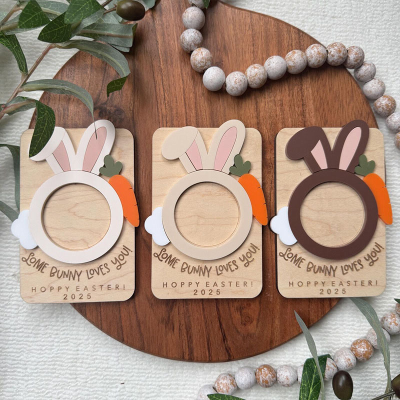 Easter Wood Photo Frame Bunny Fridge Magnet-Thyye