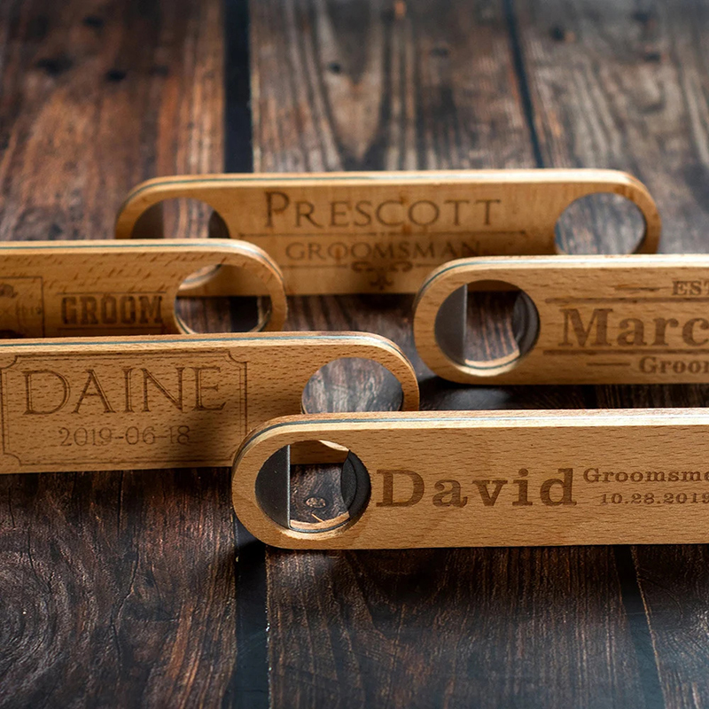 Stainless steel beer bottle opener with wooden handle-Thyye