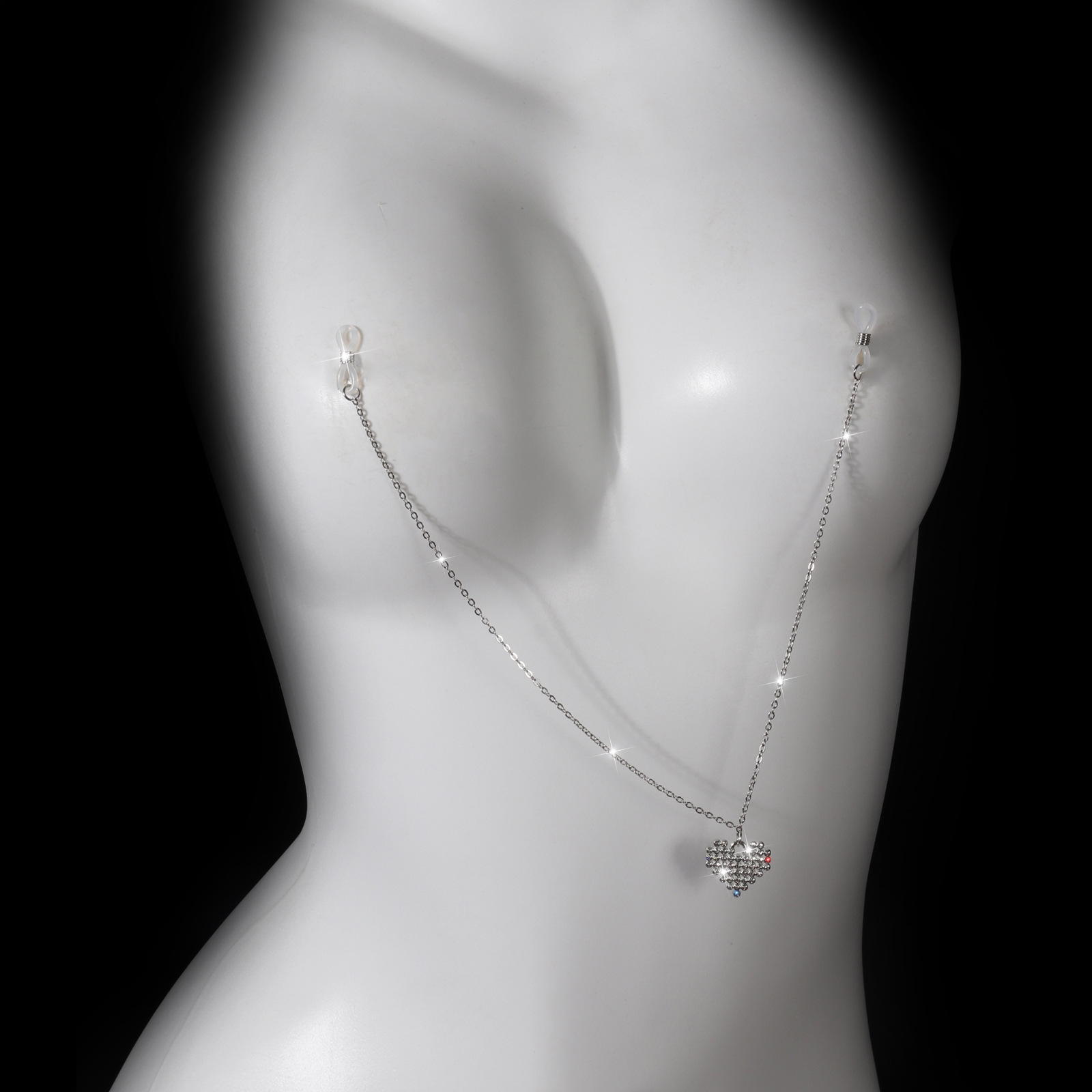 Pavé Heart Silver Torso Chain