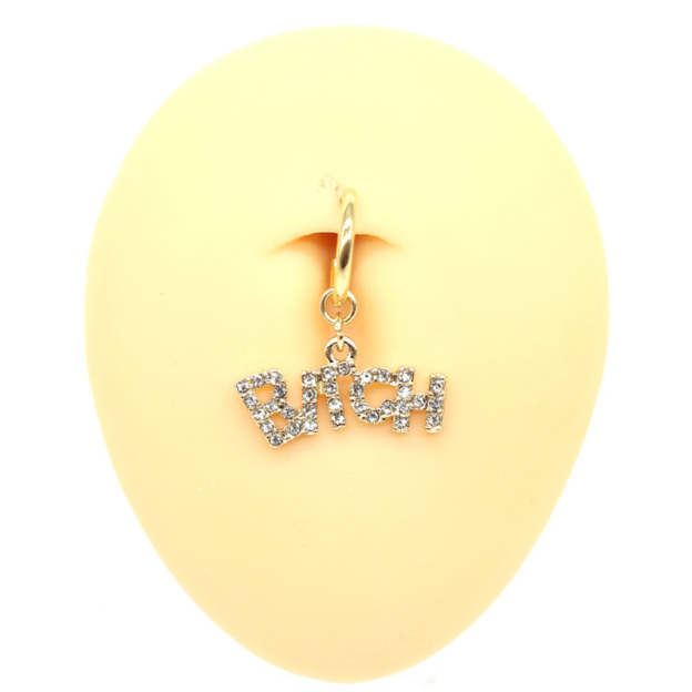 Shining diamond letter navel ring without hole-Thyye