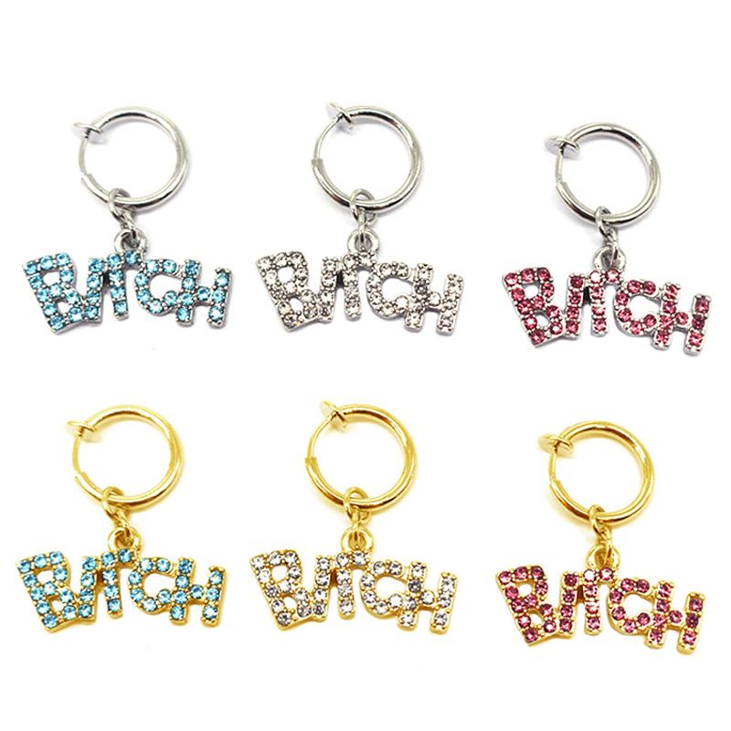 Shining diamond letter navel ring without hole-Thyye