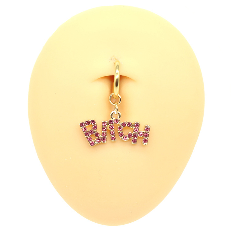 Shining diamond letter navel ring without hole-Thyye