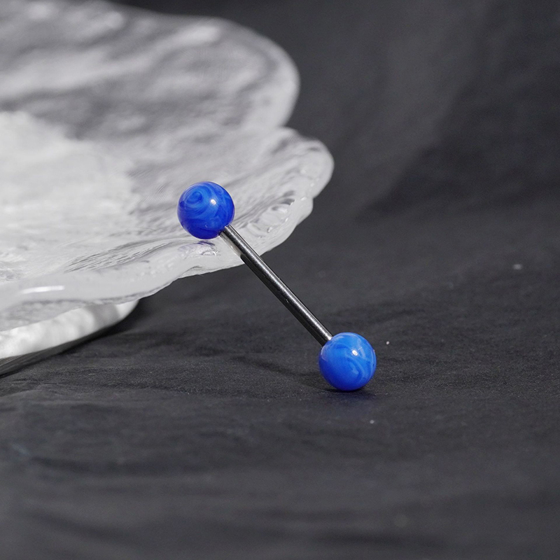 Acrylic tongue studs two-color ball tongue decoration-Thyye