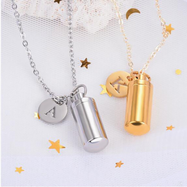 Openable small cylinder letter pendant necklace-Thyye