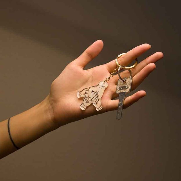 Family Gift Father and Son Fist Keychain-Thyye