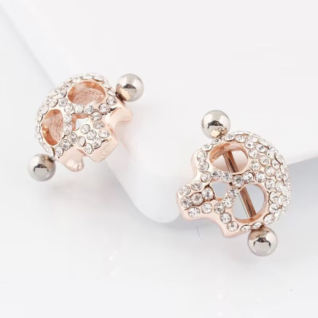 Skull and Zircon Nipple Ring