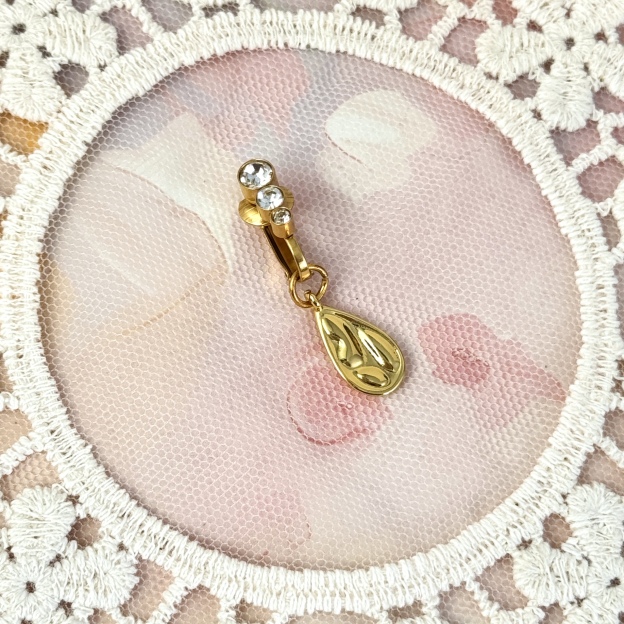 Golden Drop Sculpted Navel Piercing Jewelry