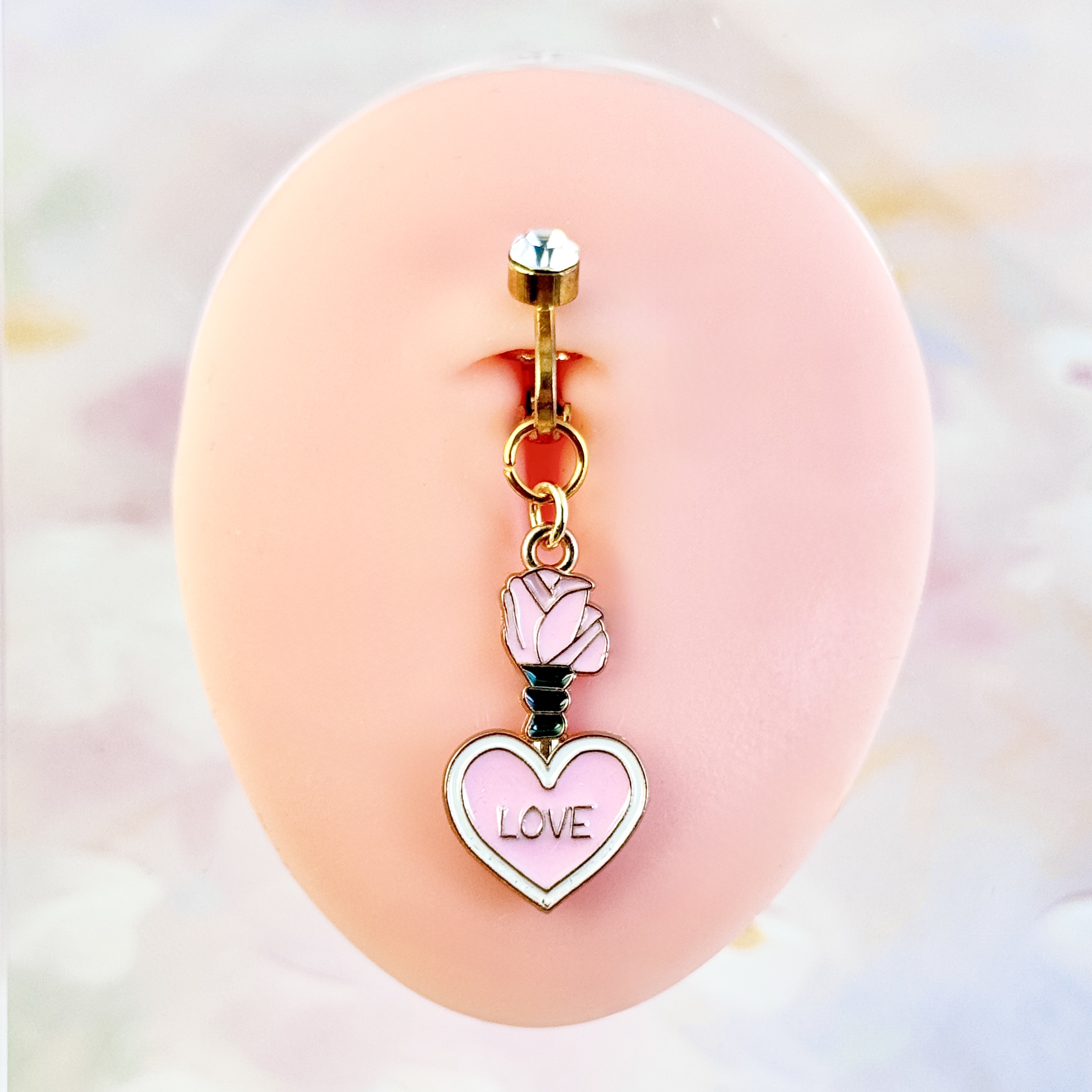 Rose Love Charm Faux Navel Ring