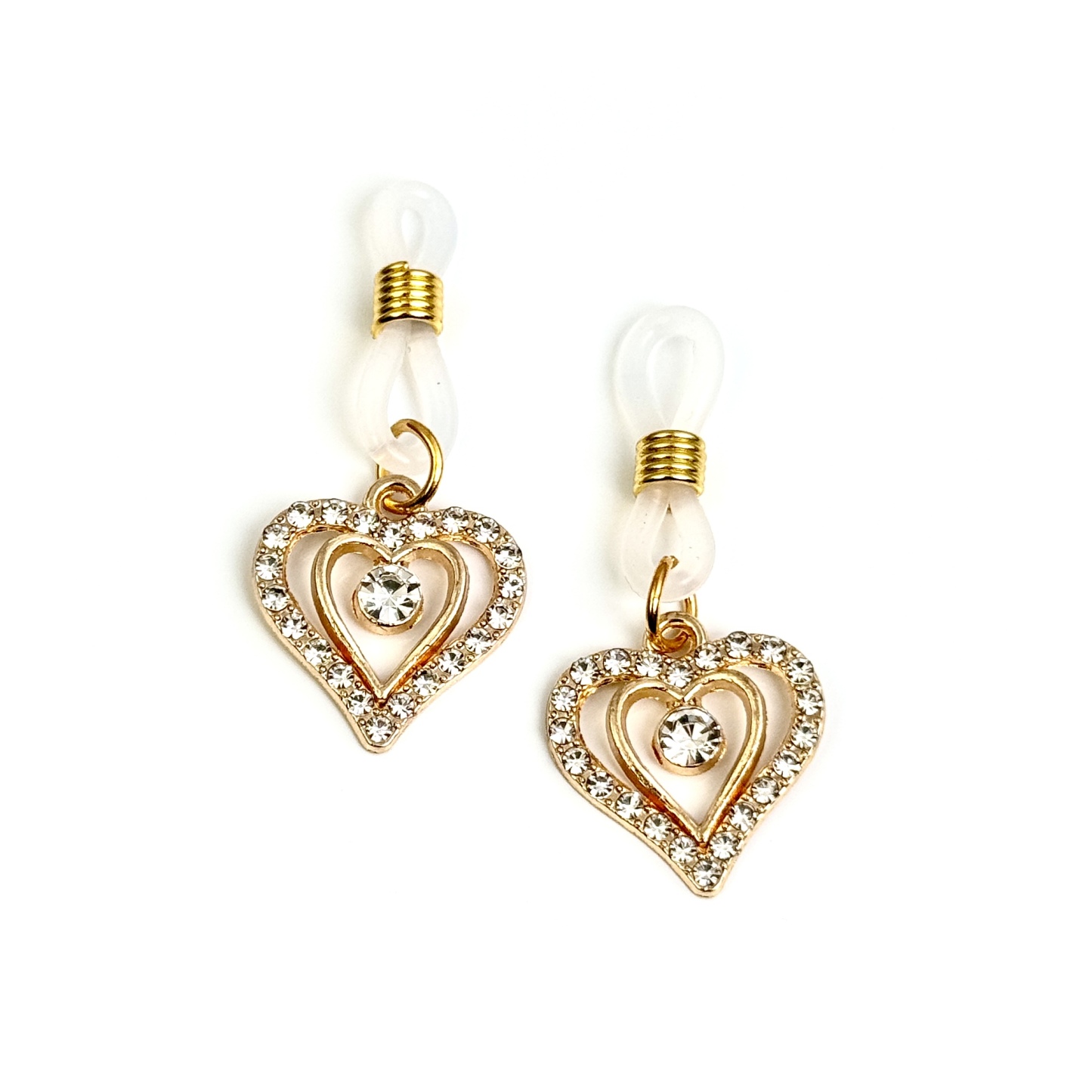 Double Heart Crystal No-Piercing Nipple Clamp