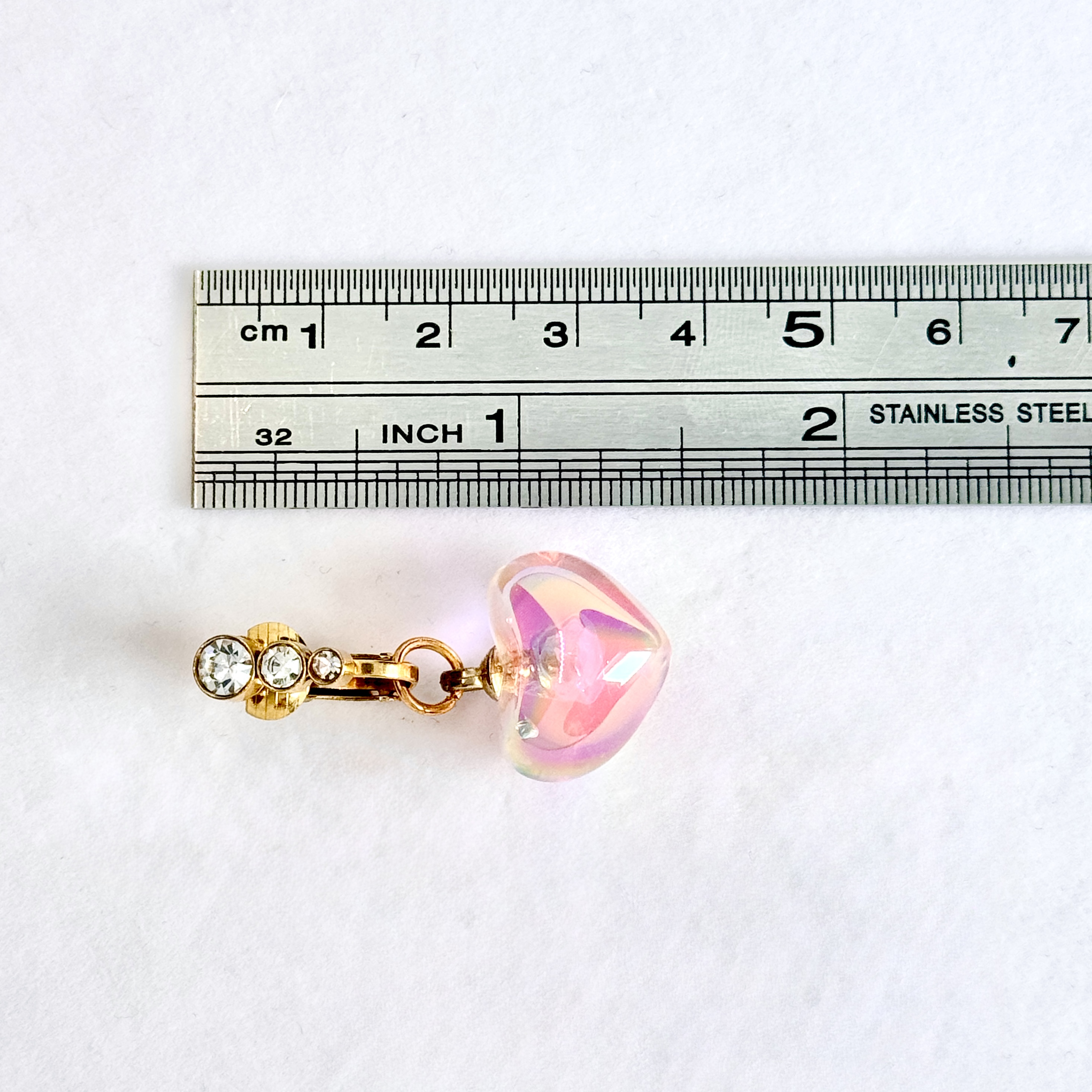 Crystal Heart Glow Faux Navel Ring