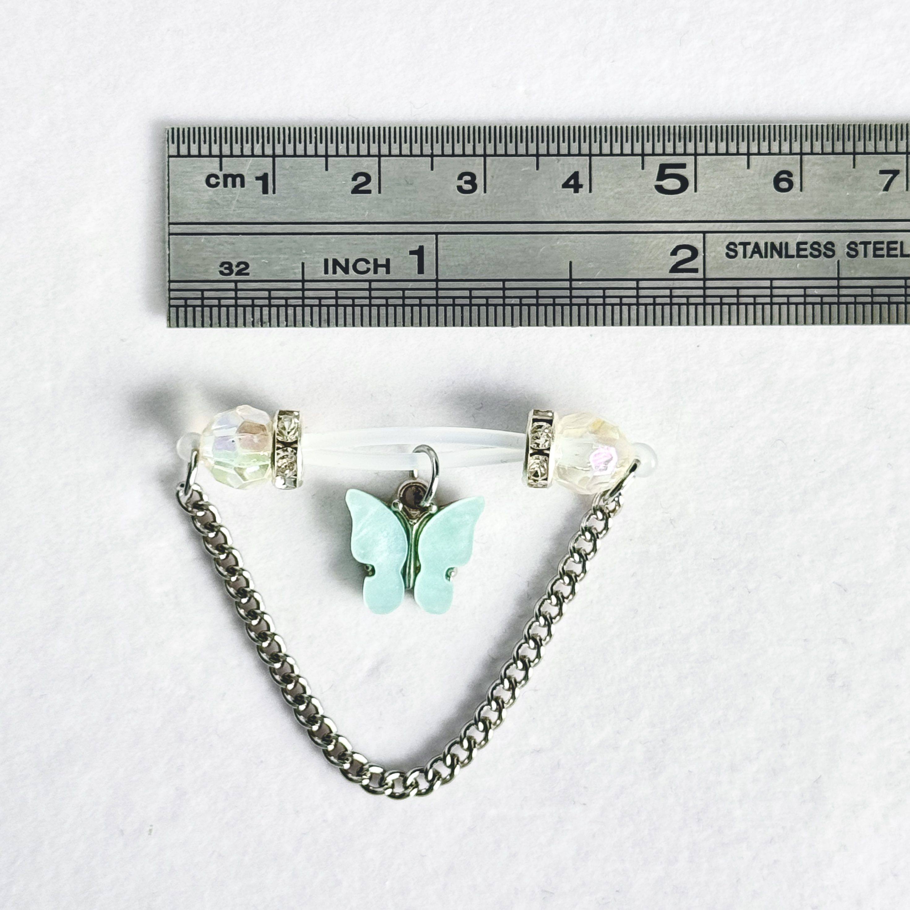 Blue Butterfly Crystal Nipple Clamps
