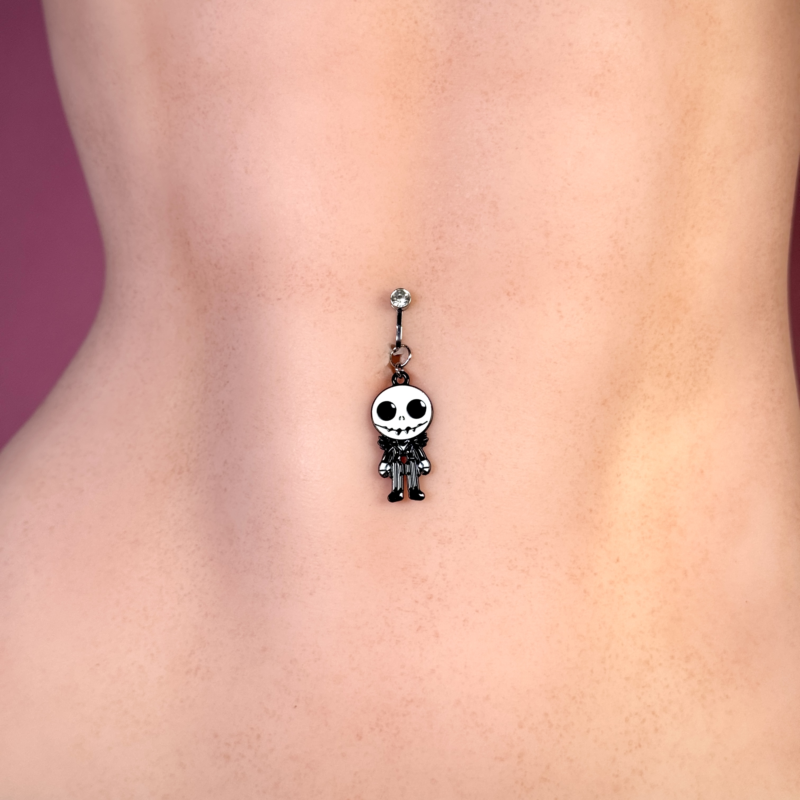 Spooky Skull Doll Halloween Belly Ring