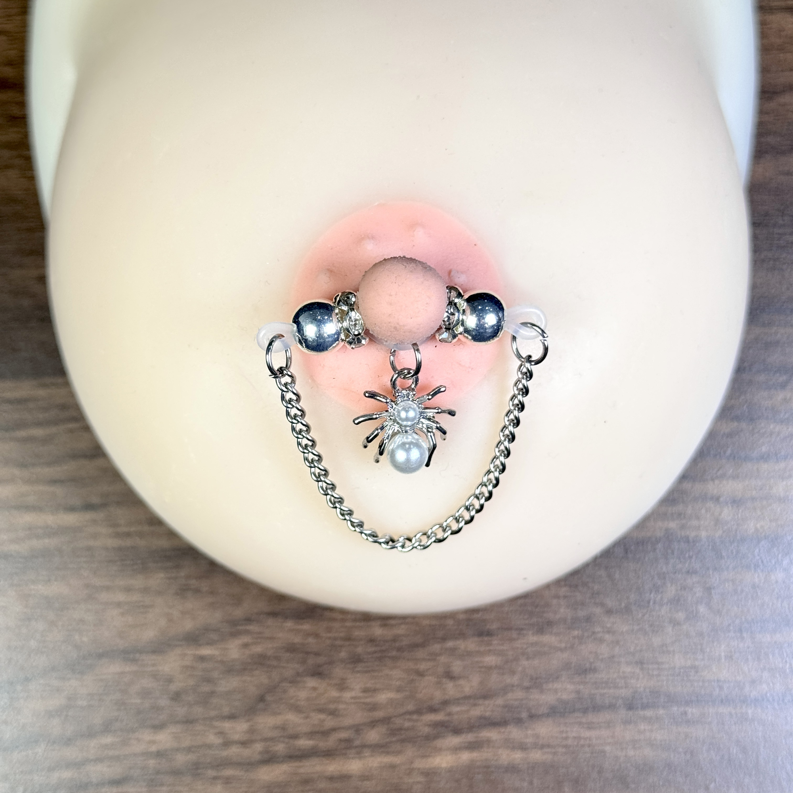 Silver Pearl Spider Gothic Nipple Jewelry