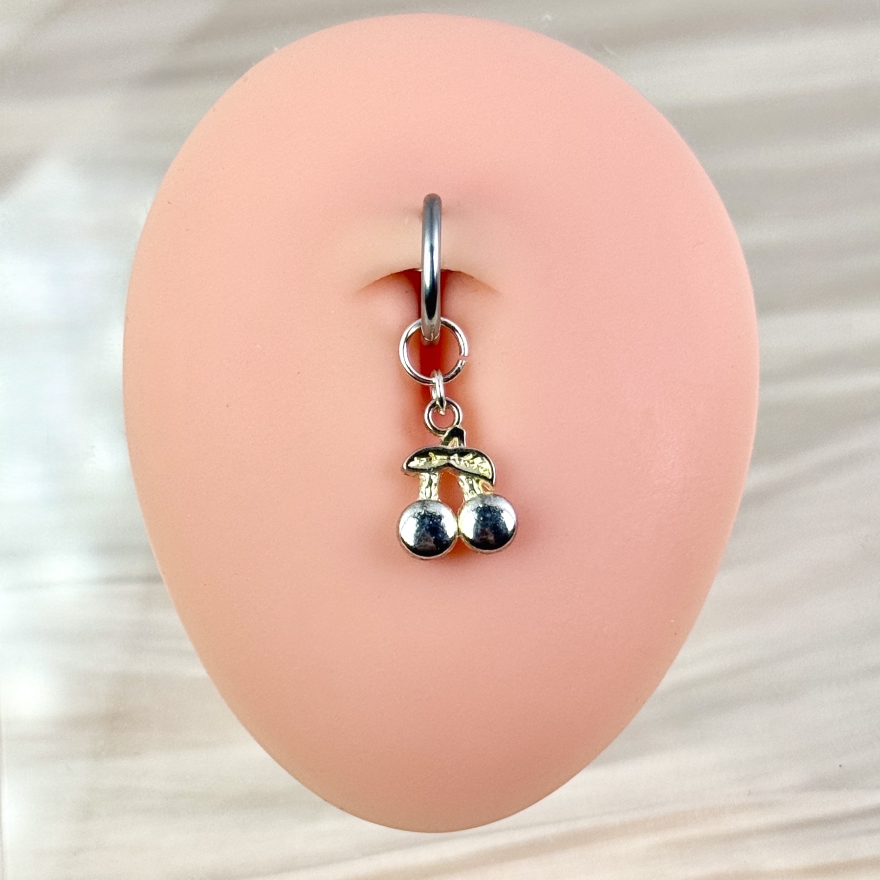 Cherry Charm Faux Belly Button Ring